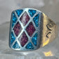 Navajo Ring Turquoise Coral chips size 10 sterling silver women men