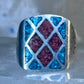 Navajo Ring Turquoise Coral chips size 10 sterling silver women men