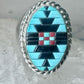 Zuni ring turquoise coral onyx band size 9.75 sterling silver women men