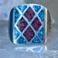 Navajo Ring Turquoise Coral chips size 10 sterling silver women men