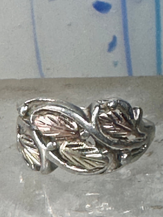 Black Hills Gold ring leaves band size 5.25 sterling silver women girls