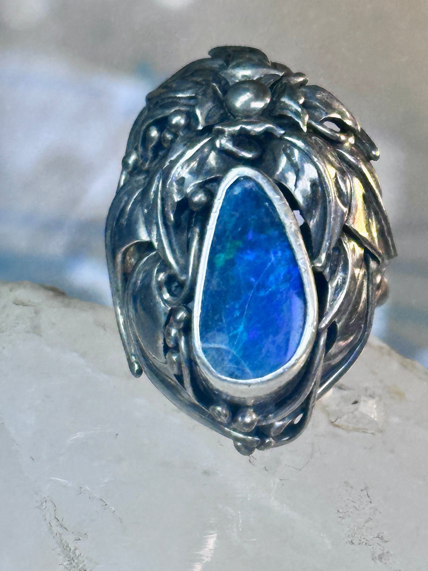 Navajo Ring opal ? size 8.50 sterling silver women men