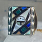 Zuni Ring sun face lapis mother of pearl turquoise size 10.50 sterling silver women men