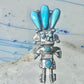 Kachina ring turquoise signed size 6 sterling silver women signed AH