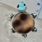 Turtle ring shell turquoise southwest band size 4.25 sterling silver women girls pinky