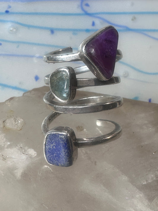 Lilly Barrack ring modernist three gemstone ring Turquoise size 5.5 sterling silver women