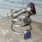 Lilly Barrack ring modernist three gemstone ring Turquoise size 5.5 sterling silver women