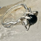 Nude ladies ring holding an onyx world globe size 7.50 sterling silver women