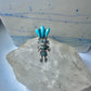 Kachina ring turquoise signed size 6 sterling silver women signed AH