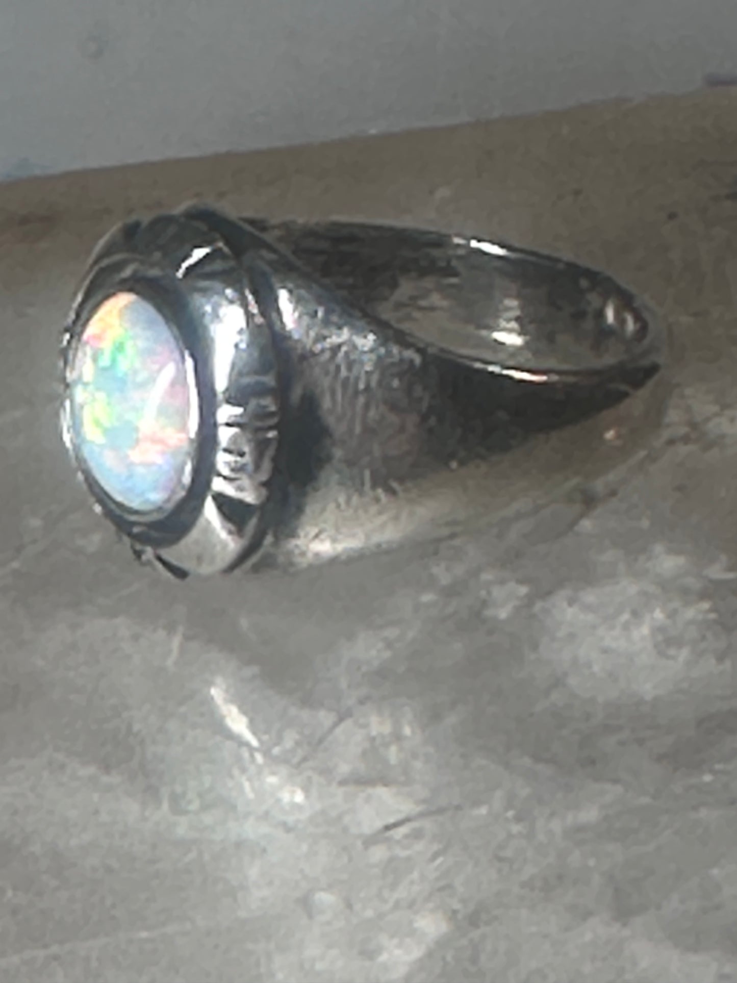 Navajo lab opal ring signed B size 5.75 sterling silver women