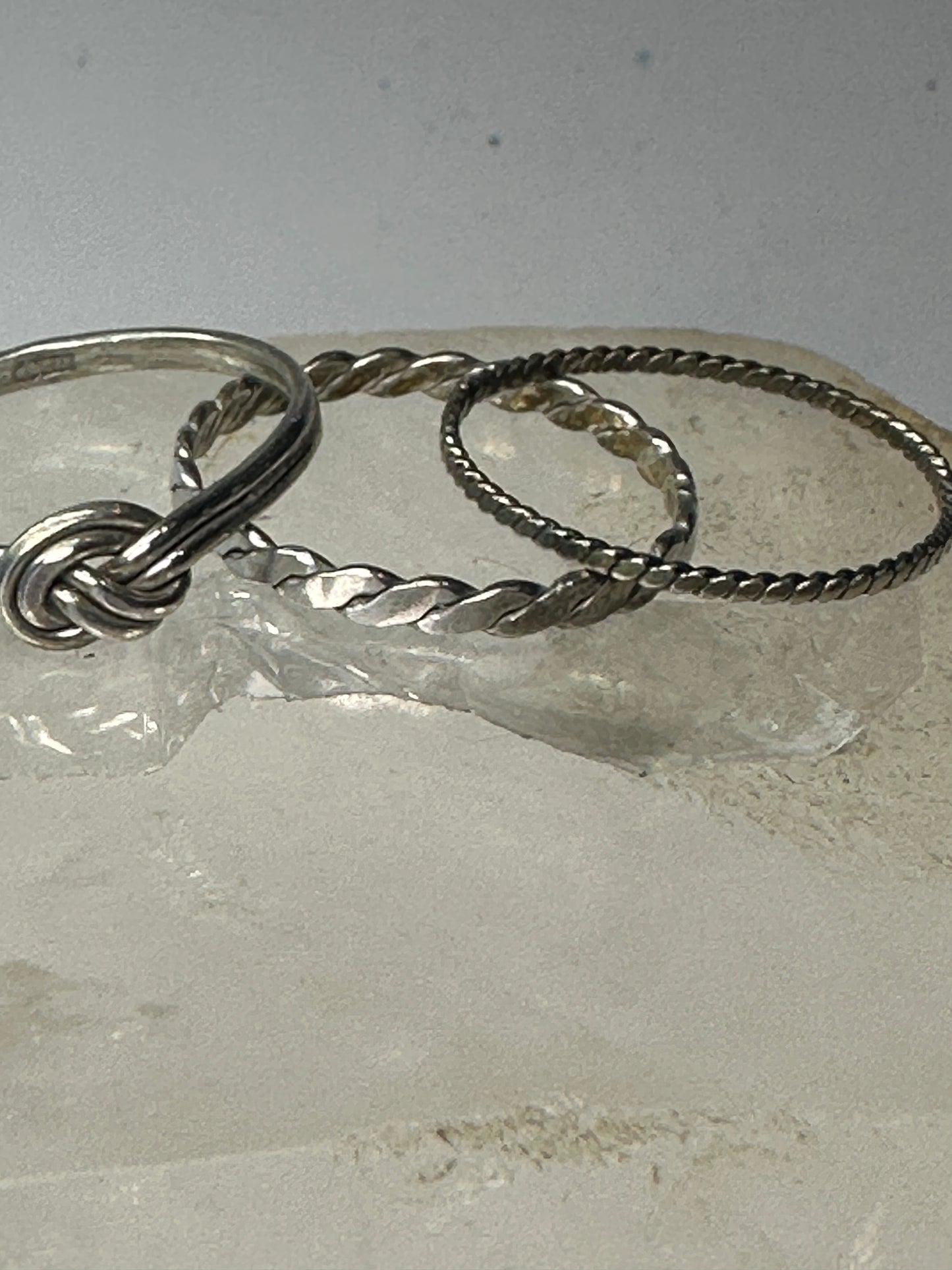 5 Slender ring stacker band size 7.50 sterling  silver women girls rings bands
