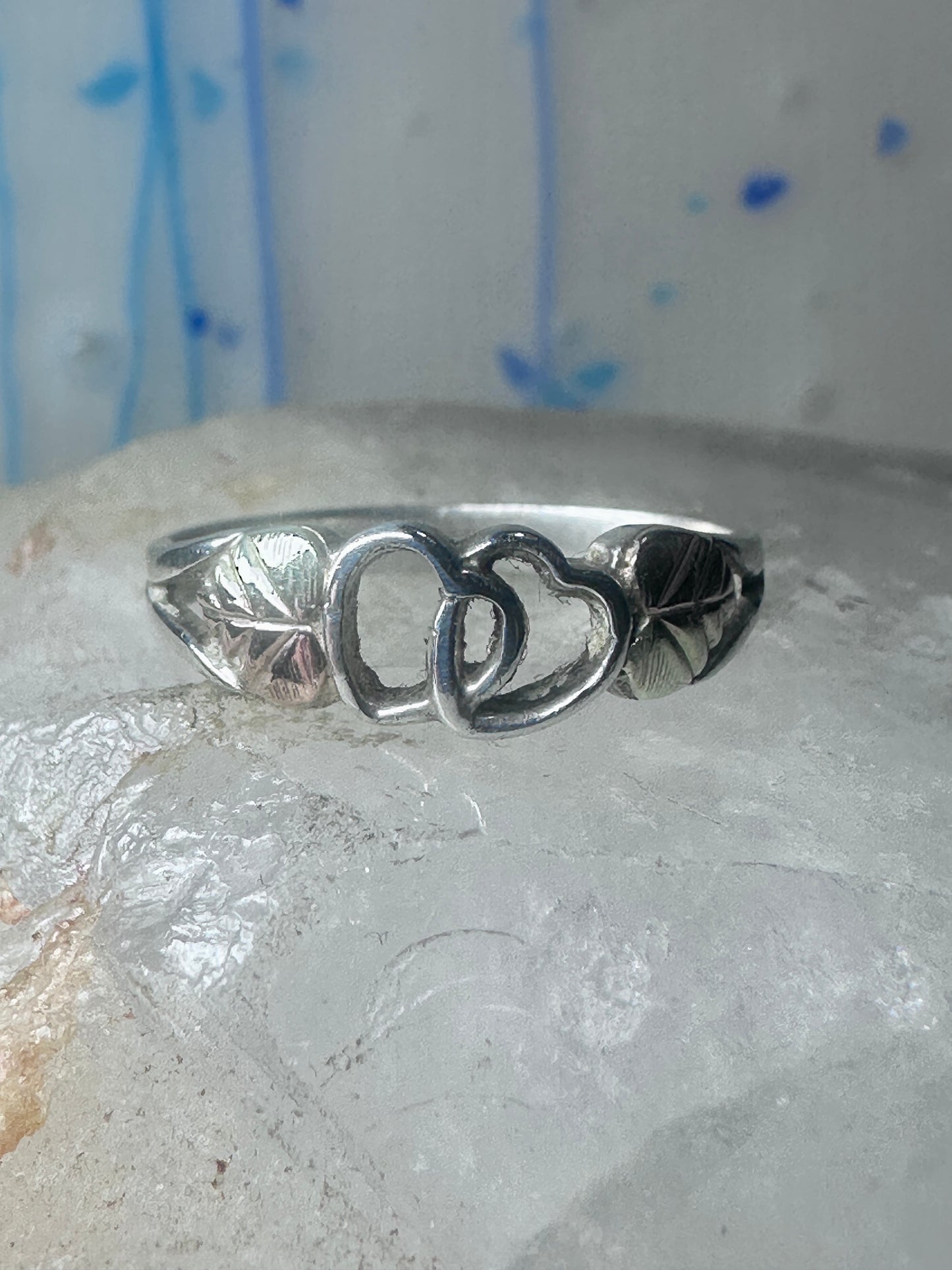 Black Hills Gold ring double heart Valentine Love band size 9.25 sterling silver women
