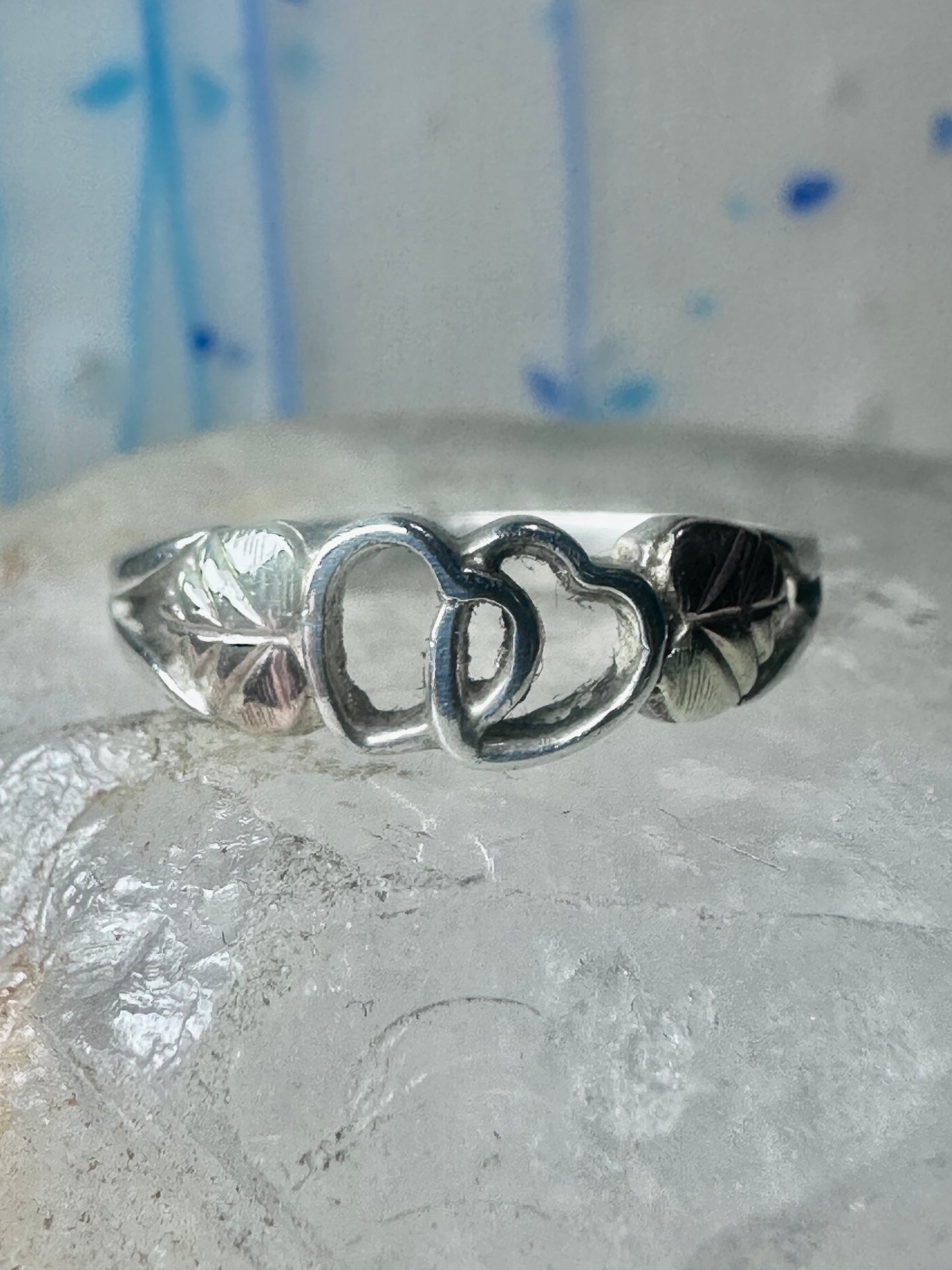 Black Hills Gold ring double heart Valentine Love band size 9.25 sterling silver women
