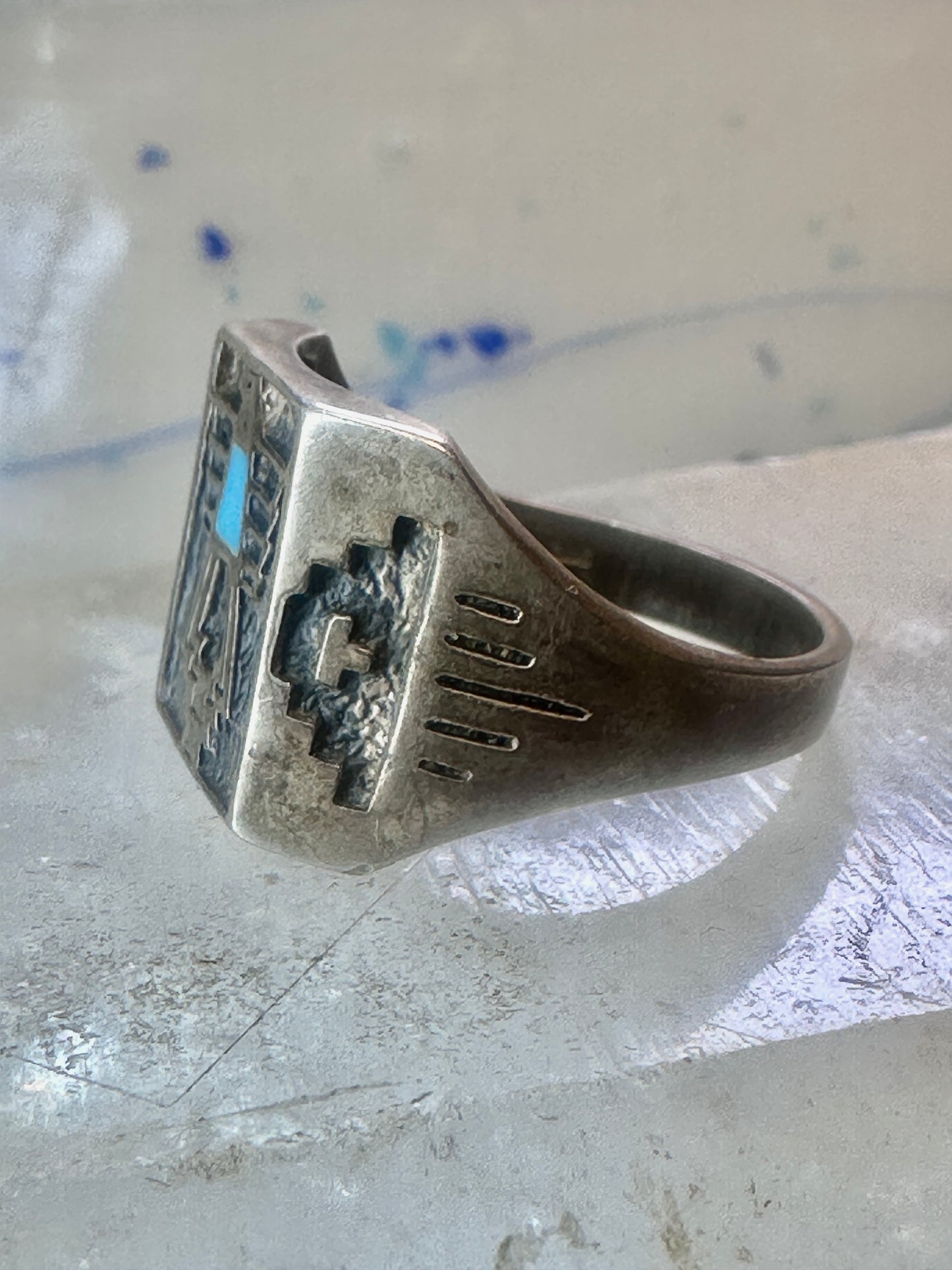 Pollack ring Thunderbird turquoise size 12.75 sterling silver women men
