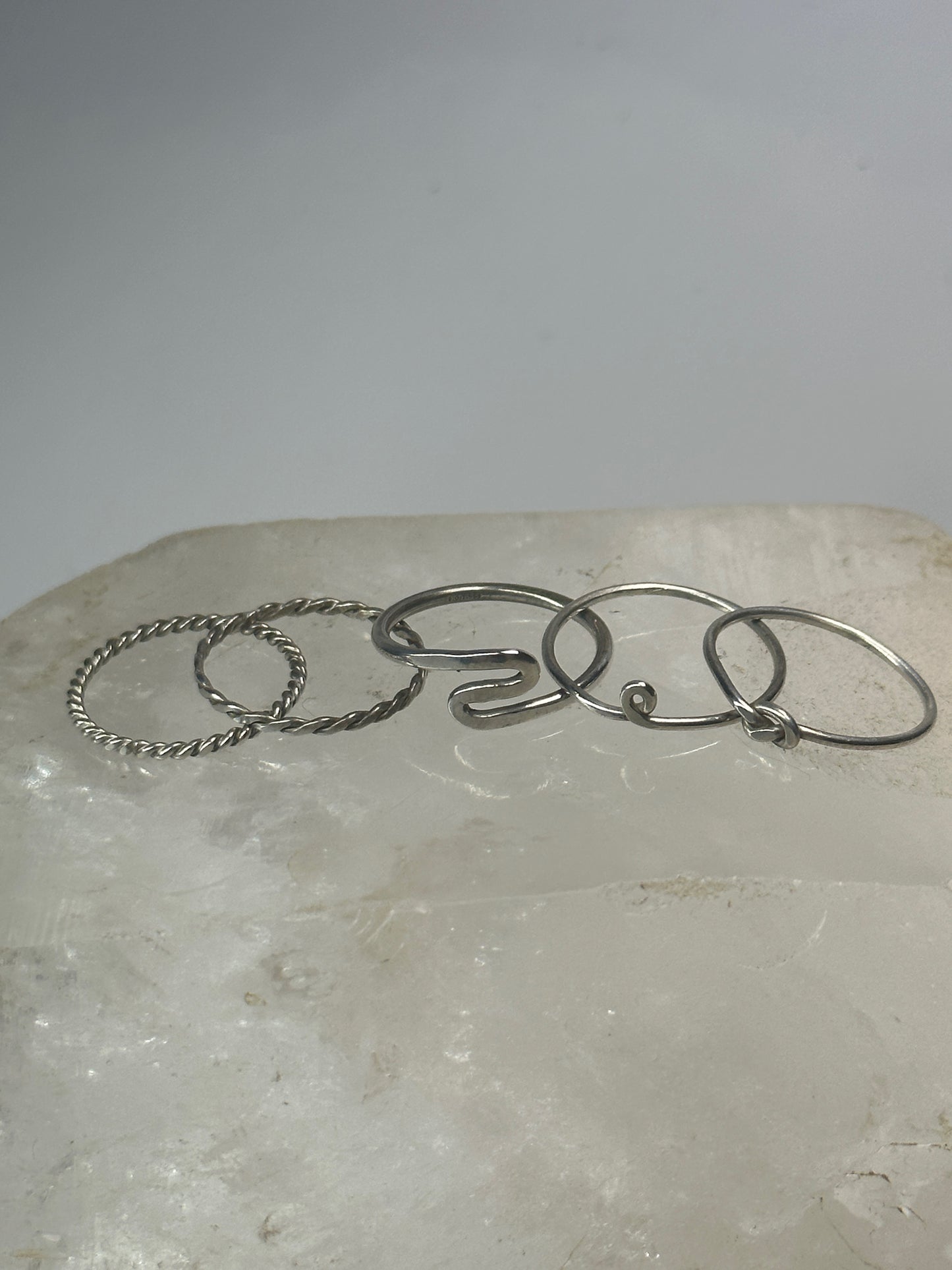 5 Slender ring stacker band size 5.50 sterling  silver women girls rings bands
