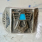 Pollack ring Thunderbird turquoise size 12.75 sterling silver women men