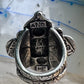 Dog ring "In Dog We Trust" band "Guard and Protect Me" text size 6.75 sterling silver wome