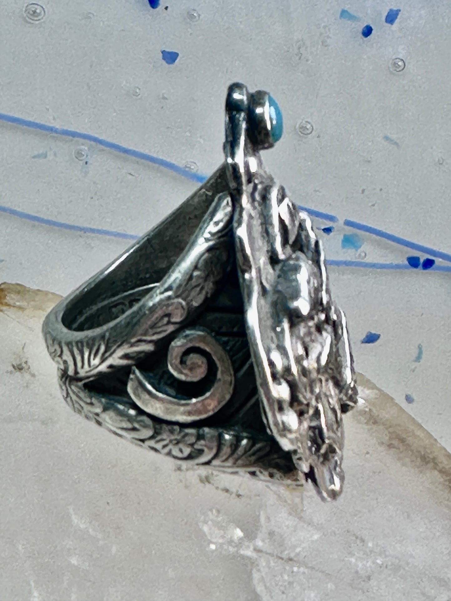 Dog ring "In Dog We Trust" band "Guard and Protect Me" text size 6.75 sterling silver wome