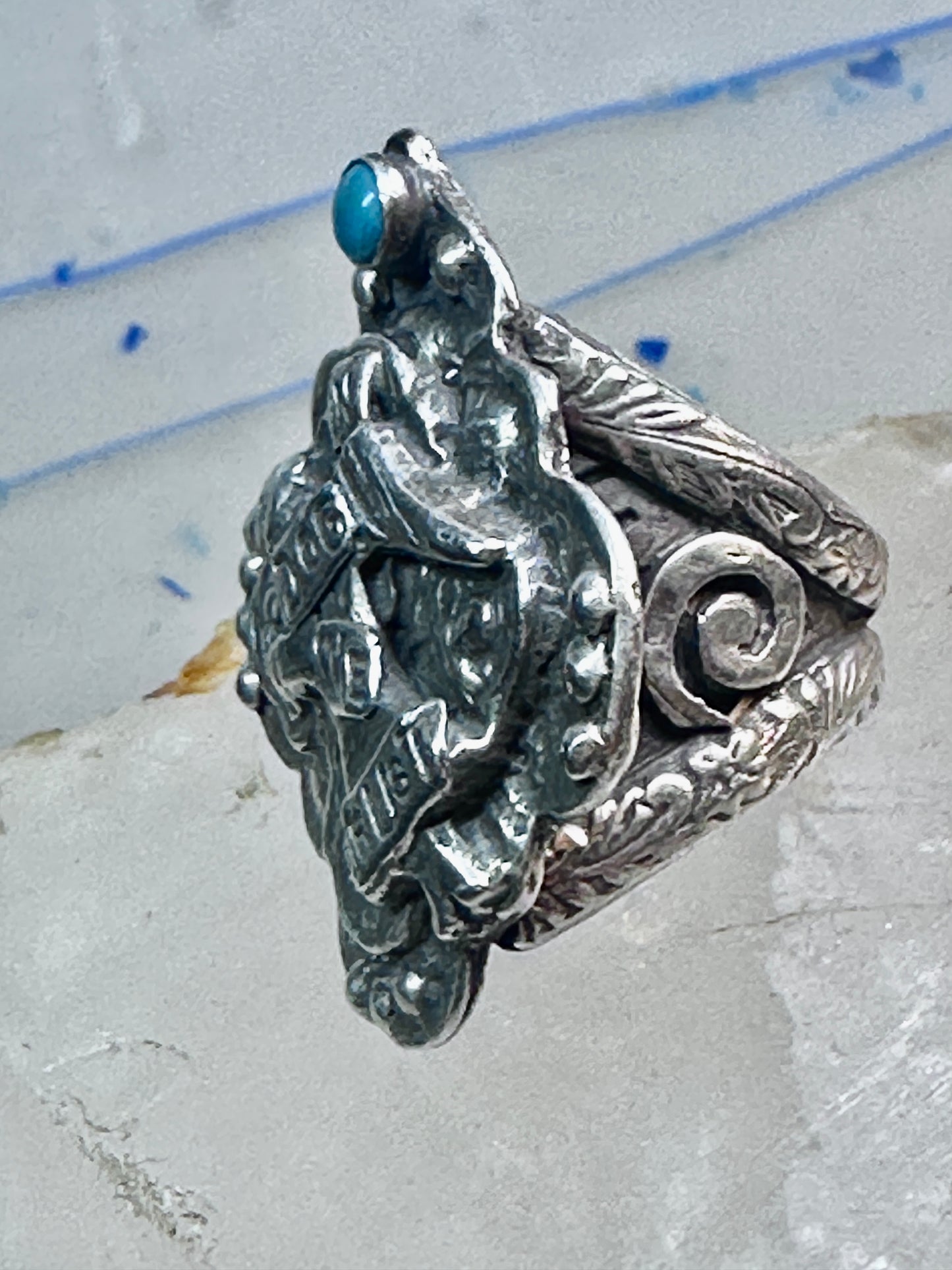 Dog ring "In Dog We Trust" band "Guard and Protect Me" text size 6.75 sterling silver wome