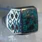 Bear Paw ring coral chips turquoise size 10.75 sterling silver women men
