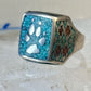 Bear Paw ring coral chips turquoise size 10.75 sterling silver women men