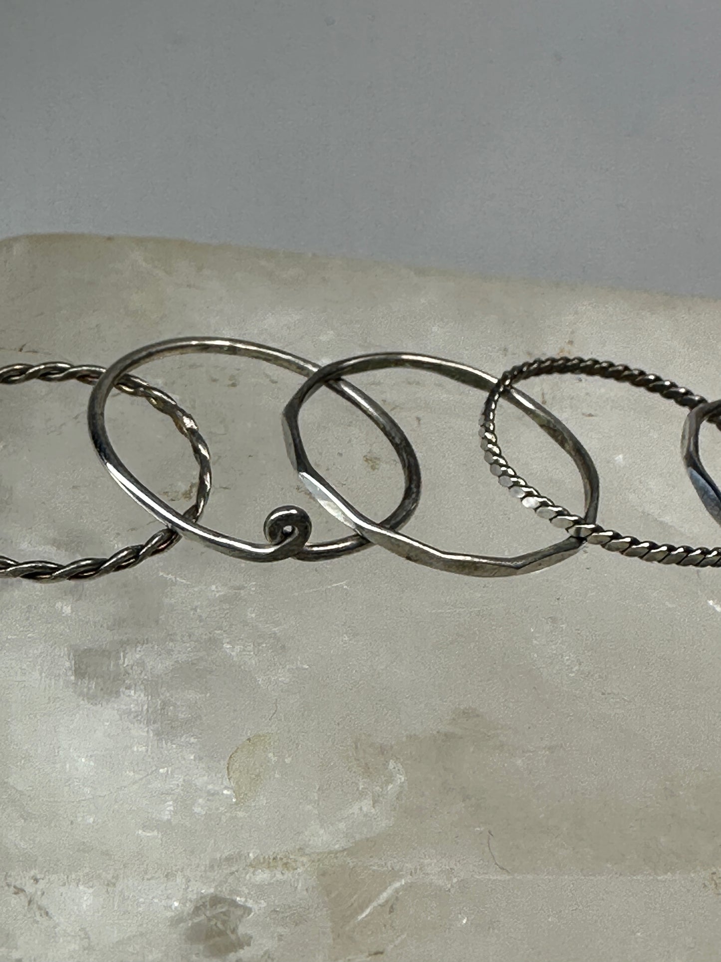 5 Slender ring stacker band size 6.25 sterling  silver women girls rings bands
