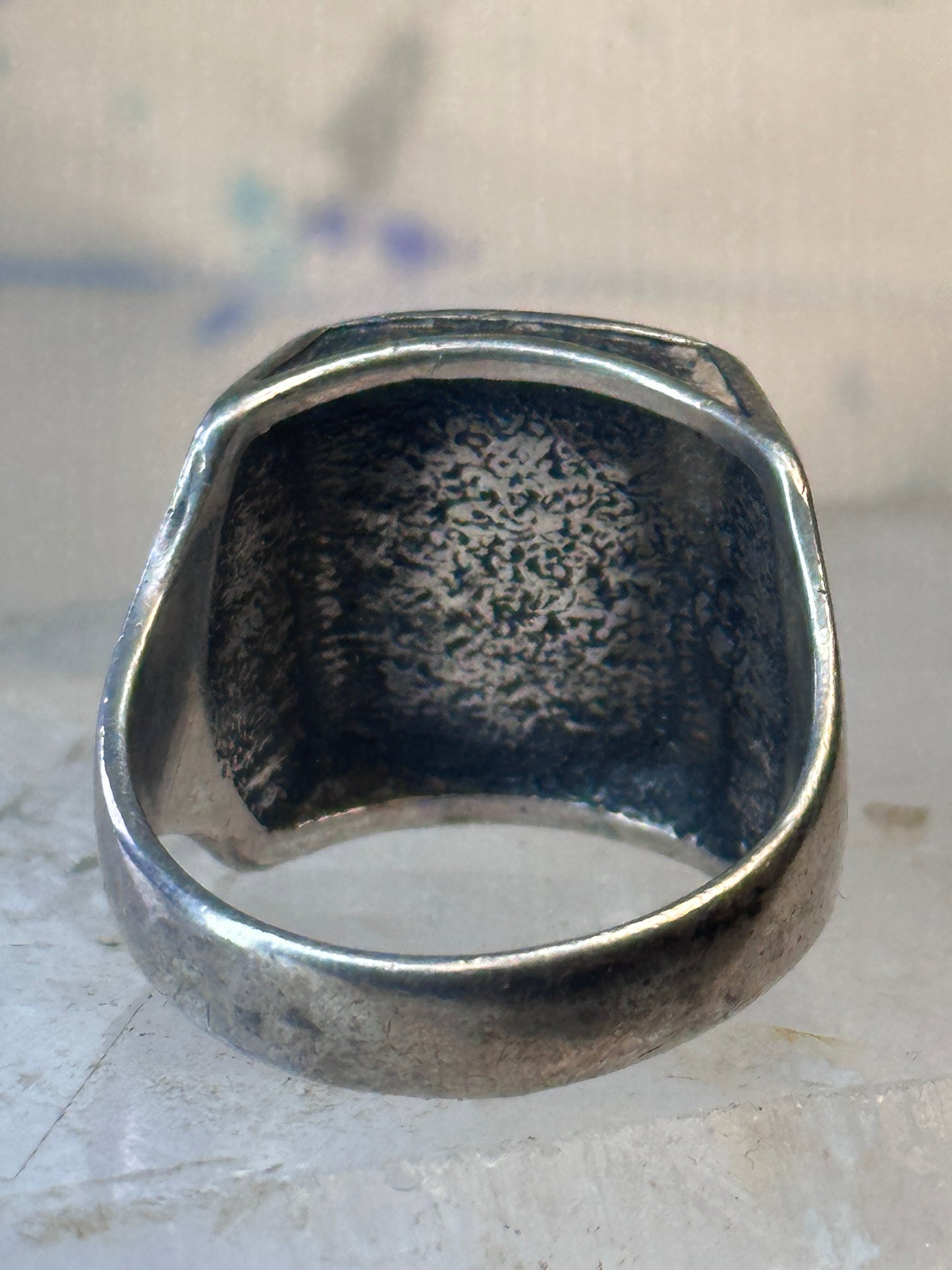 Bear Paw ring coral chips turquoise size 10.75 sterling silver women men