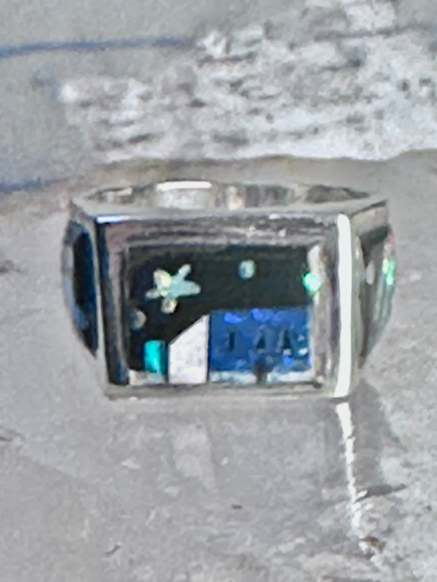Navajo ring K Nez Storyteller Shooting Stars Village lapis opal size 7.75 sterling silver