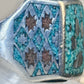 Bear Paw ring coral chips turquoise size 10.75 sterling silver women men