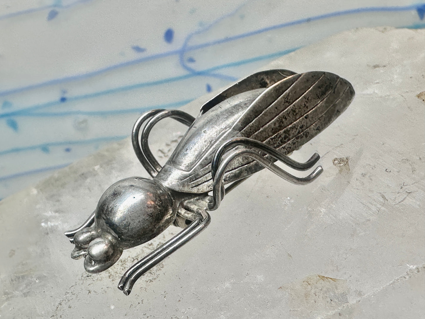 Vintage Taxco Sterling Silver Beetle Pin Mexican Insect Brooch 1 3/4" 6.5g 925