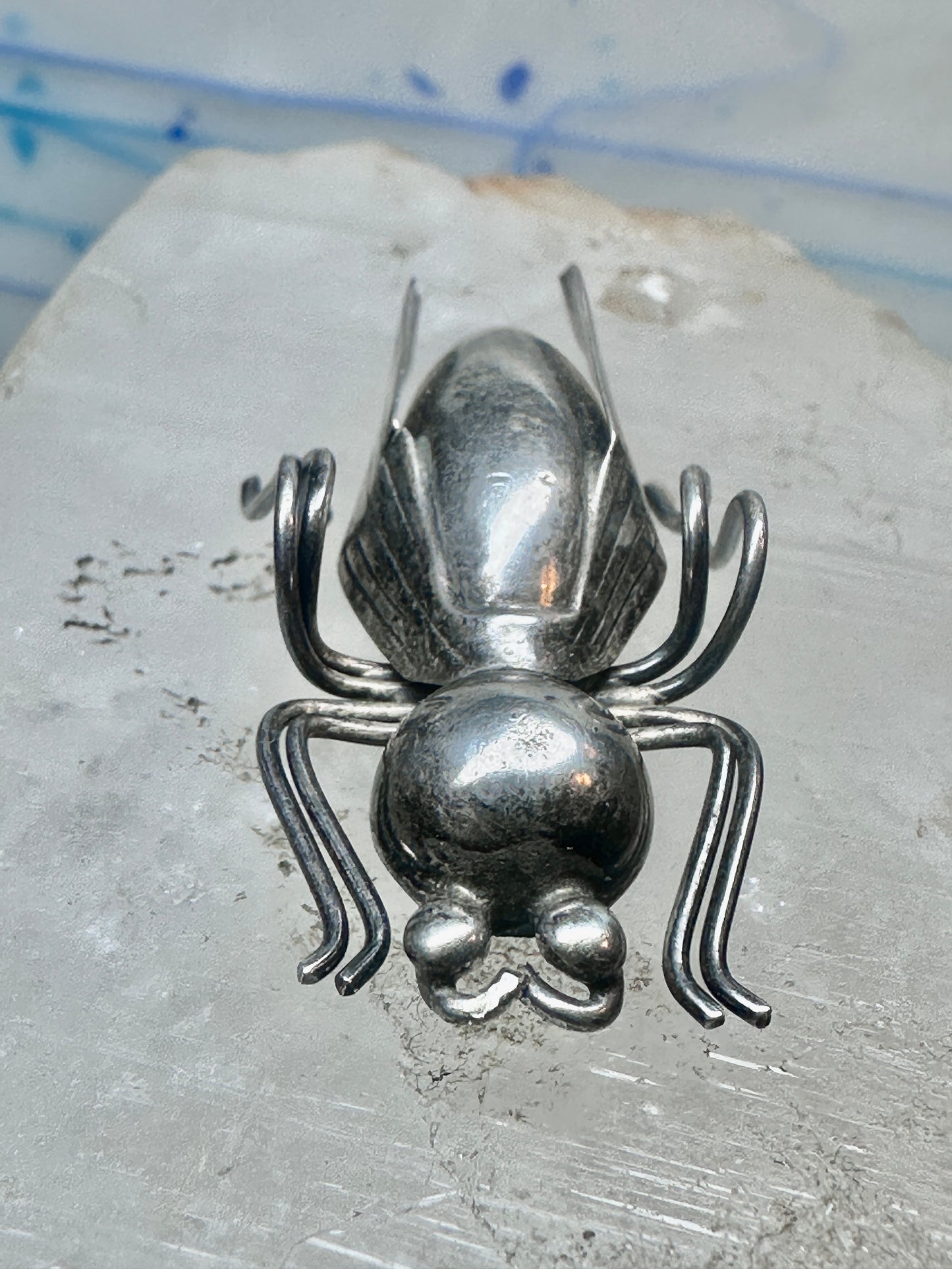 Vintage Taxco Sterling Silver Beetle Pin Mexican Insect Brooch 1 3/4" 6.5g 925
