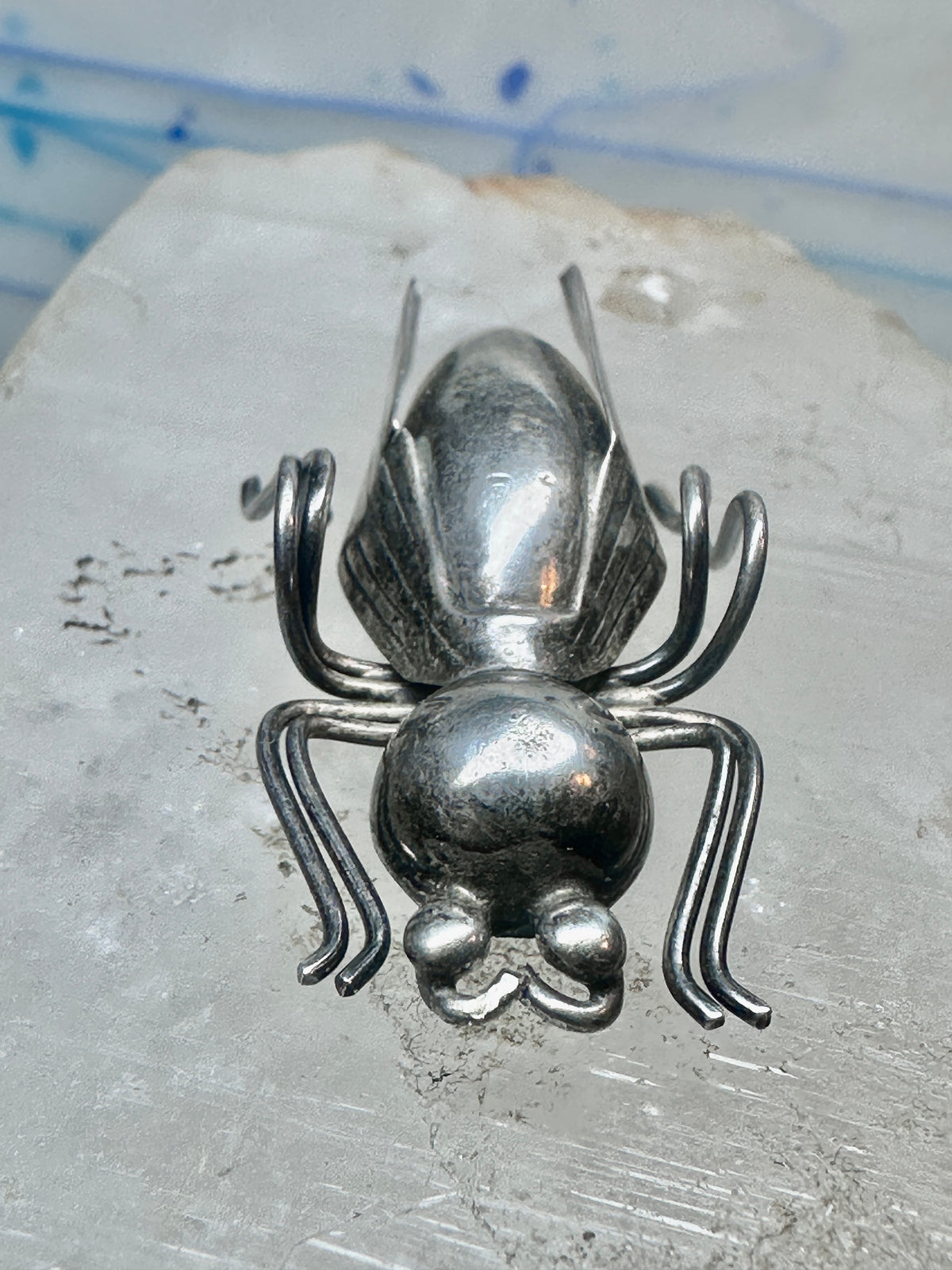 Vintage Taxco Sterling Silver Beetle Pin Mexican Insect Brooch 1 3/4" 6.5g 925