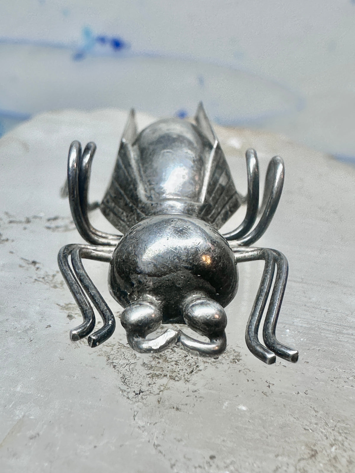Vintage Taxco Sterling Silver Beetle Pin Mexican Insect Brooch 1 3/4" 6.5g 925