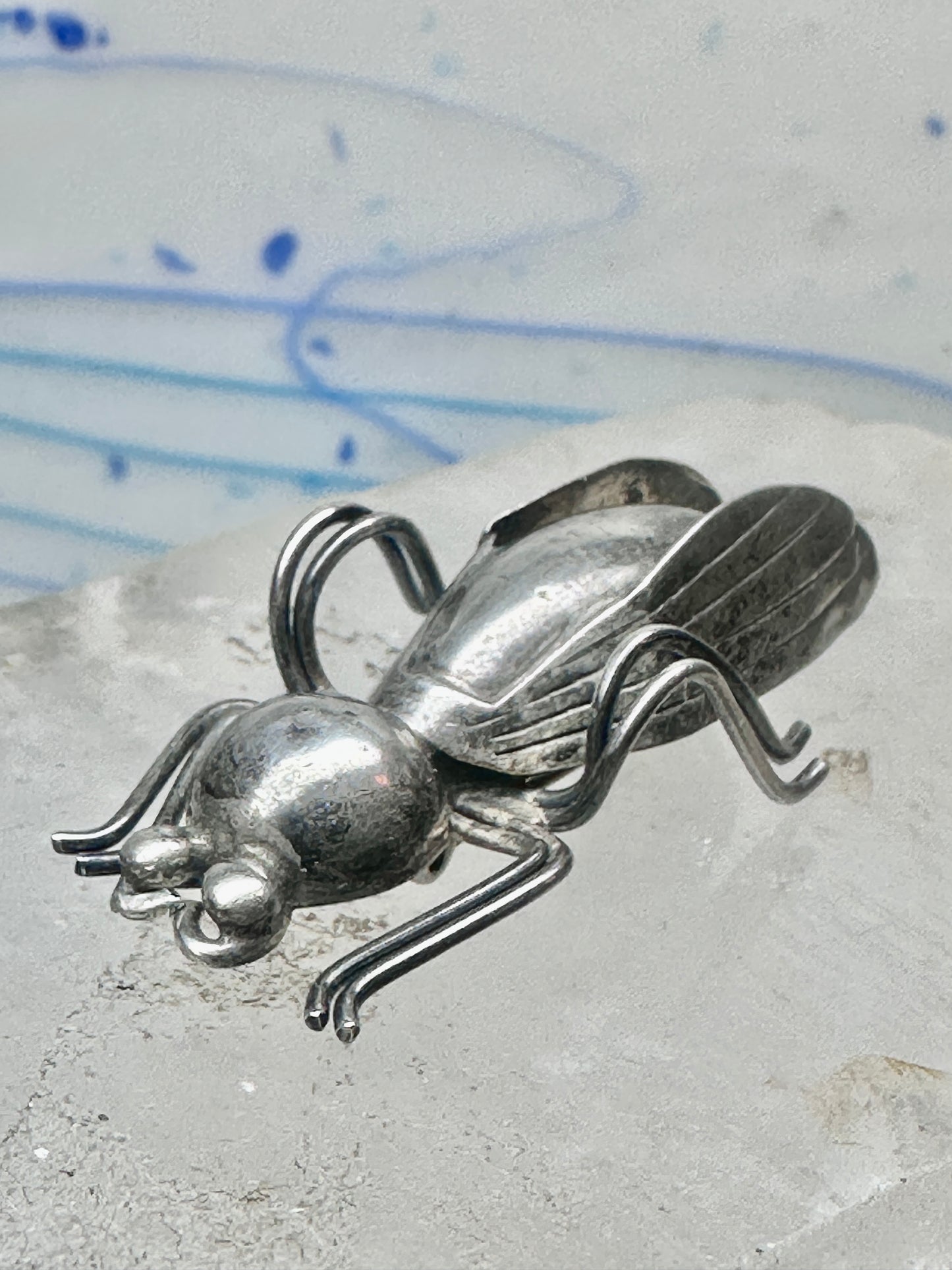 Vintage Taxco Sterling Silver Beetle Pin Mexican Insect Brooch 1 3/4" 6.5g 925