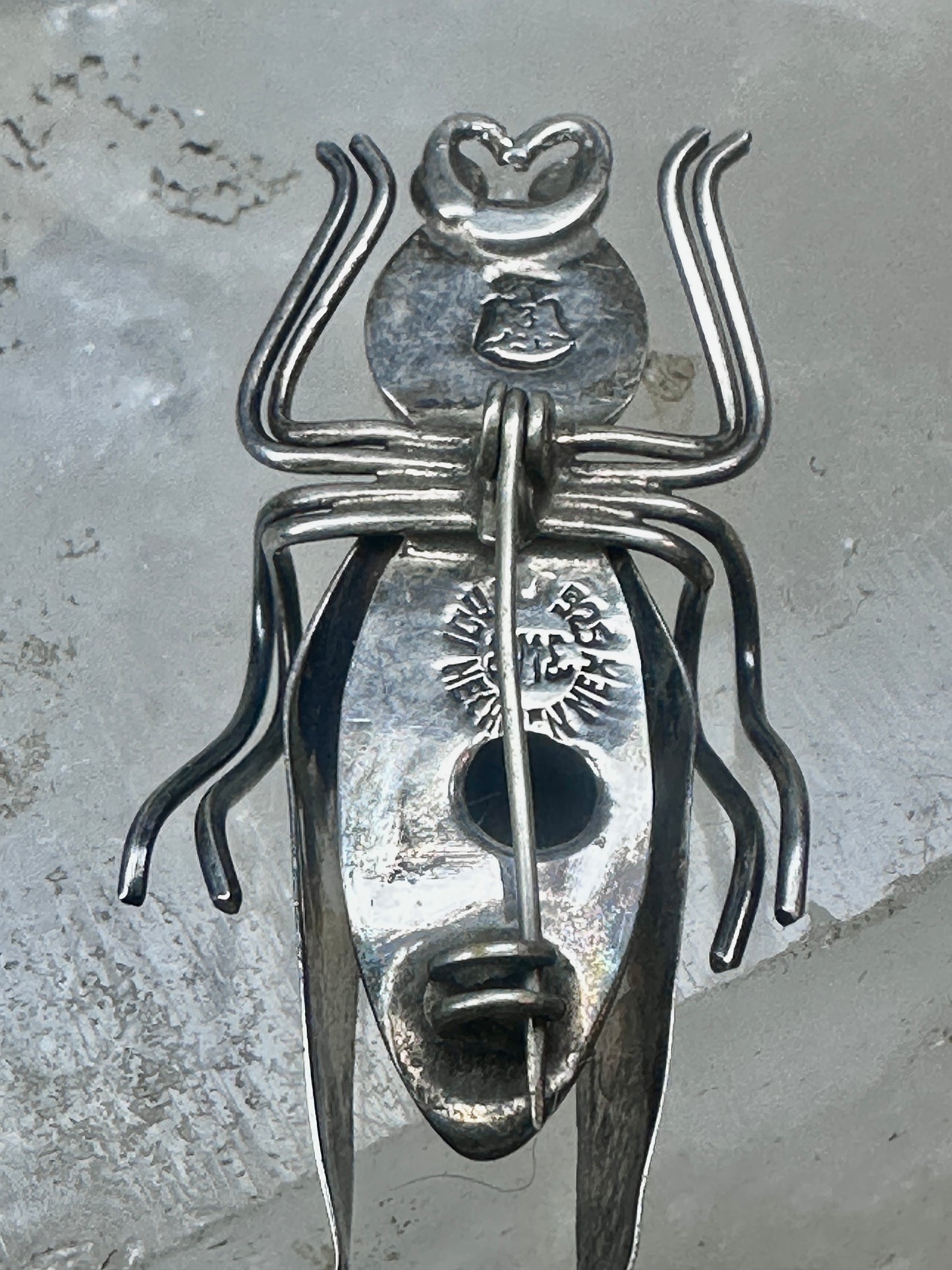 Vintage Taxco Sterling Silver Beetle Pin Mexican Insect Brooch 1 3/4" 6.5g 925
