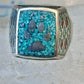 Bear Paw ring coral chips turquoise size 10.75 sterling silver women men
