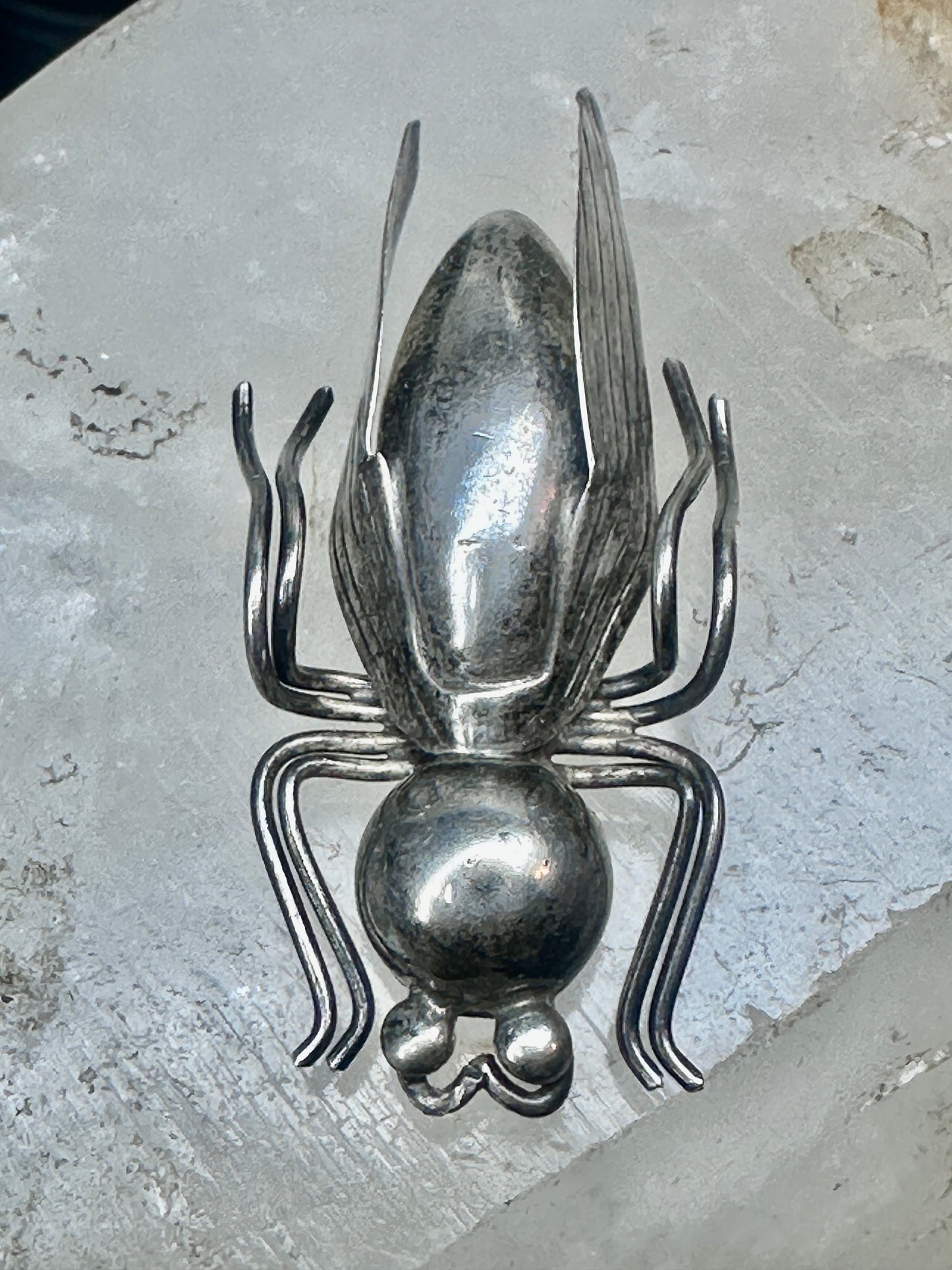 Vintage Taxco Sterling Silver Beetle Pin Mexican Insect Brooch 1 3/4" 6.5g 925