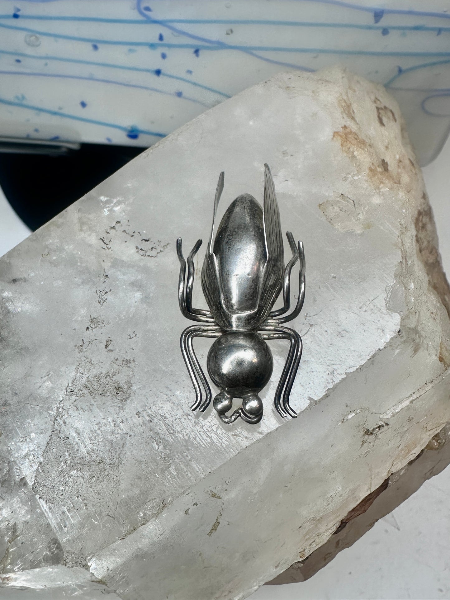 Vintage Taxco Sterling Silver Beetle Pin Mexican Insect Brooch 1 3/4" 6.5g 925