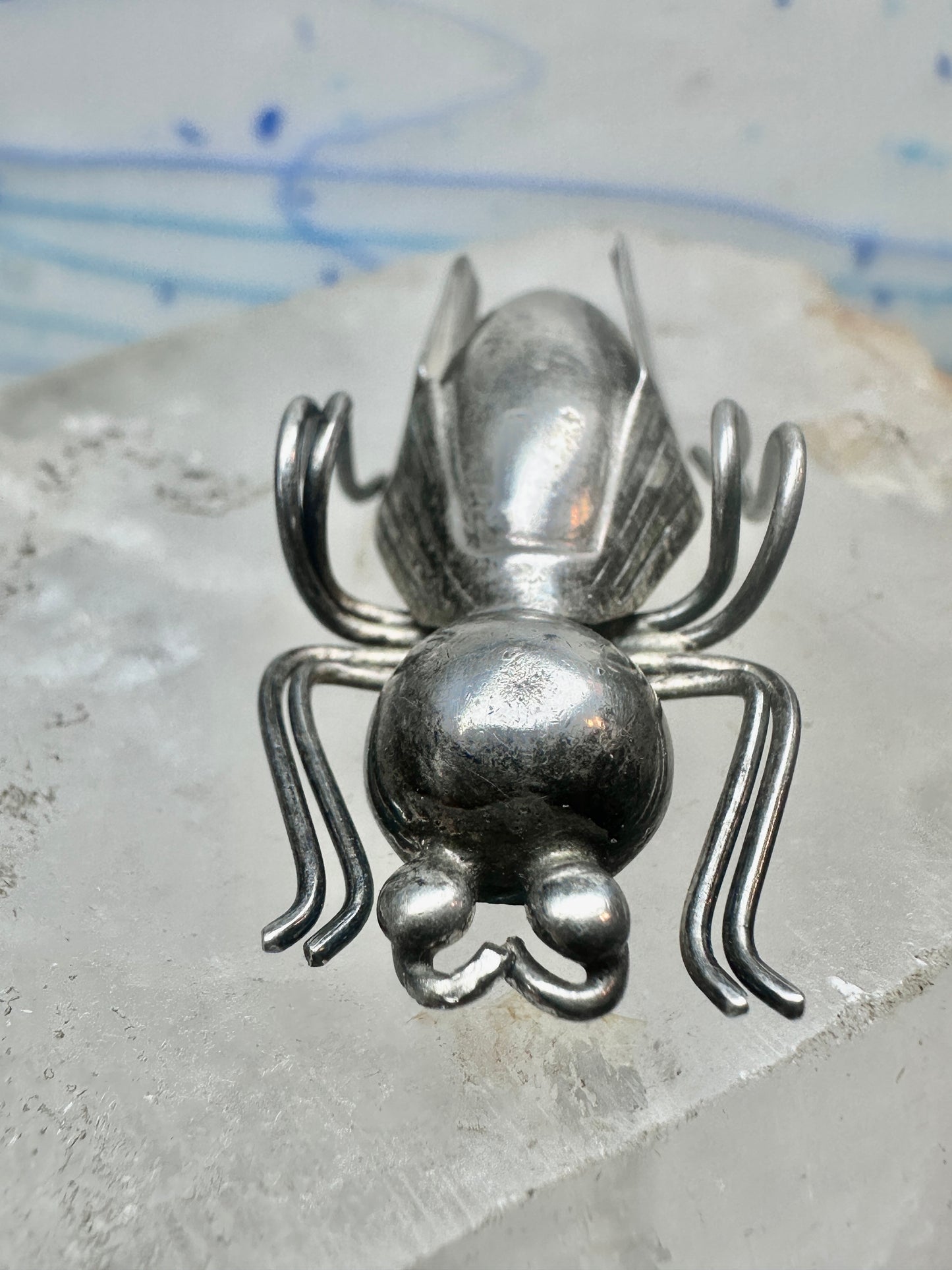 Vintage Taxco Sterling Silver Beetle Pin Mexican Insect Brooch 1 3/4" 6.5g 925