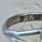 Navajo long turquoise ring feather size 5.5 sterling silver women signed AK
