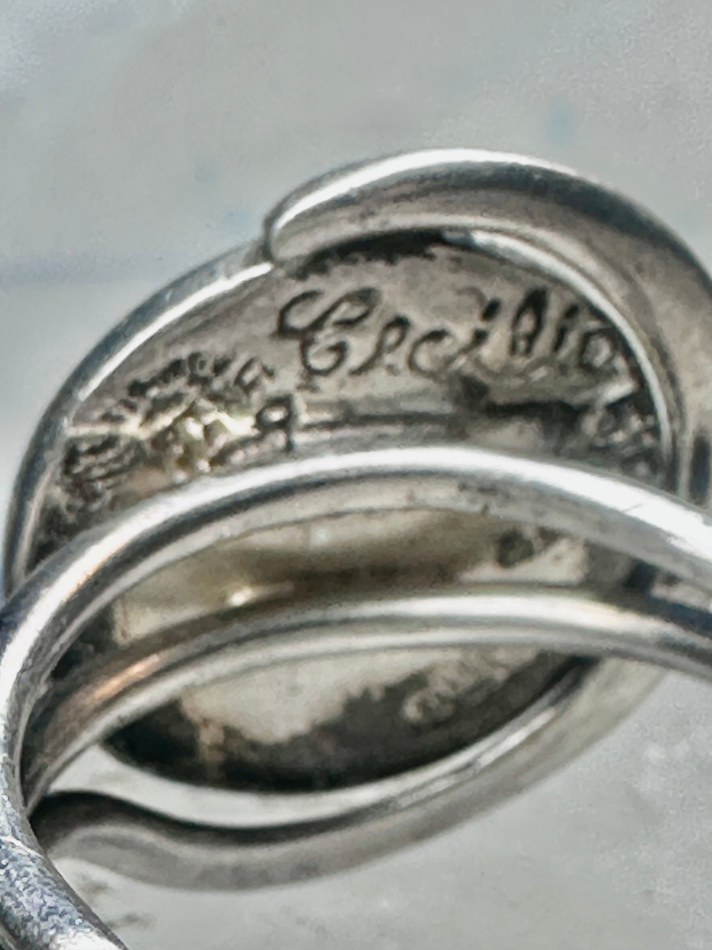 Vintage Mexican Sterling Silver Face Mask Ring Inlay Tribal Statement Band Size 8.7 AS IS