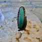Navajo long turquoise ring feather size 5.5 sterling silver women signed AK