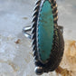 Navajo long turquoise ring feather size 5.5 sterling silver women signed AK