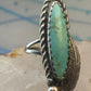 Navajo long turquoise ring feather size 5.5 sterling silver women signed AK