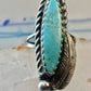 Navajo long turquoise ring feather size 5.5 sterling silver women signed AK