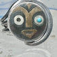 Vintage Mexican Sterling Silver Face Mask Ring Inlay Tribal Statement Band Size 8.75 AS IS