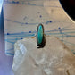 Navajo long turquoise ring feather size 5.5 sterling silver women signed AK