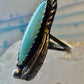 Navajo long turquoise ring feather size 5.5 sterling silver women signed AK