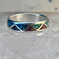Zuni ring Wedding band turquoise coral chips sterling silver size 7.75 women men