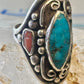 Navajo long turquoise coral ring leaves size 9.75 sterling silver women